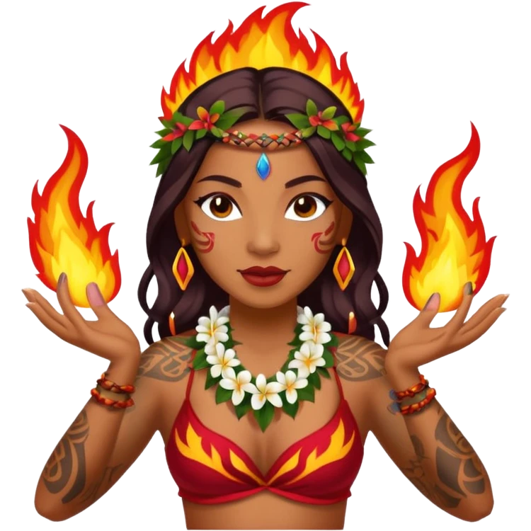 hawaiian female fire dancer with tattoos emoji