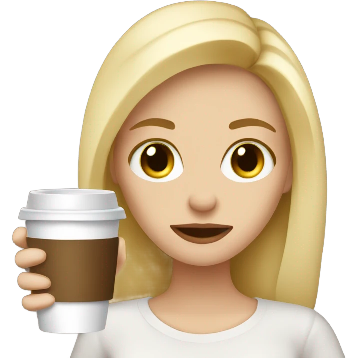 Blonde girl addicted to coffee emoji