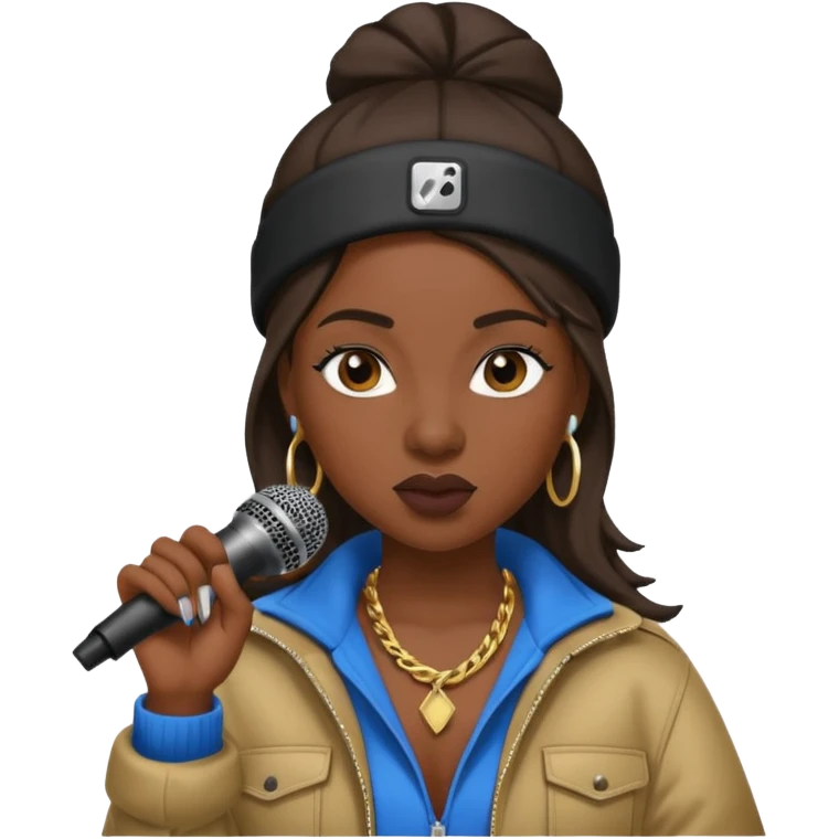rapper woman with microphone emoji