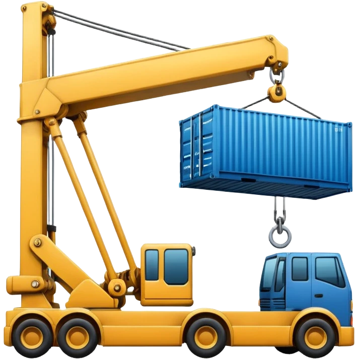 Container being lifted by a large machine. emoji