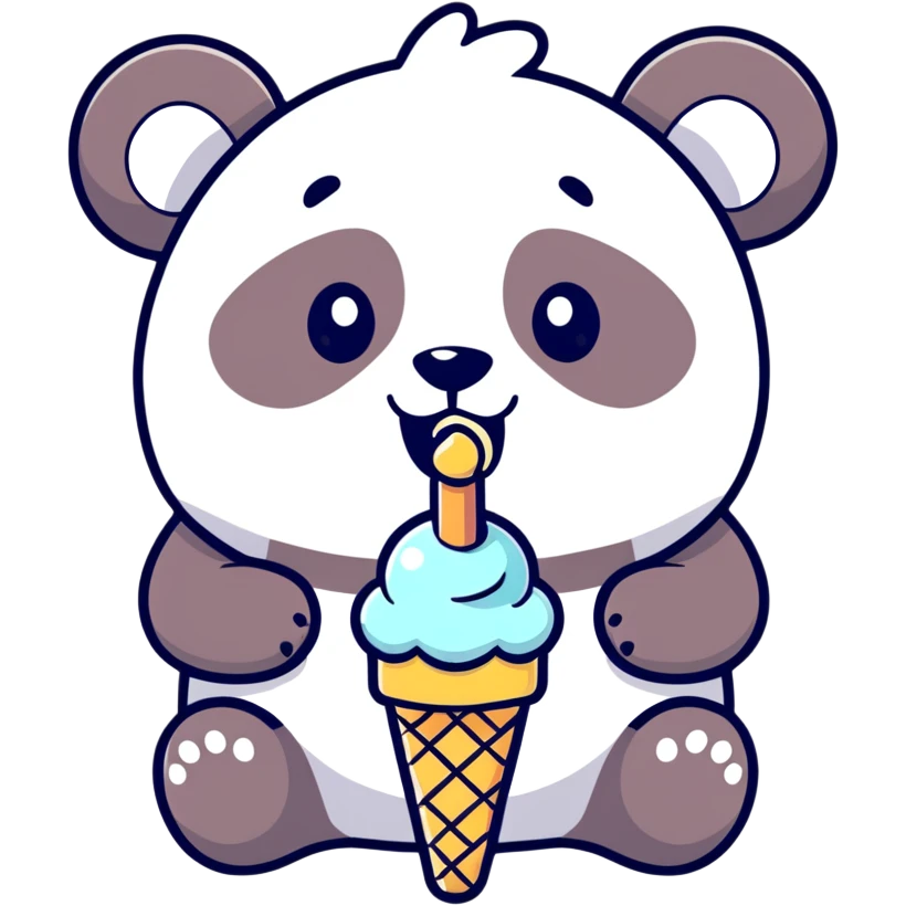Panda eating ice cream emoji