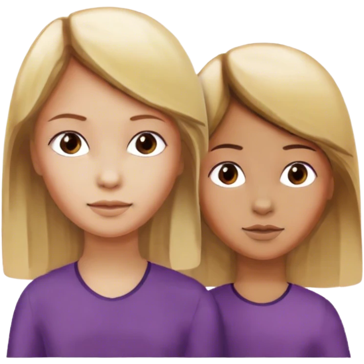 een blond meisje die lang is en een klein meisje met bruin haar en tan emoji