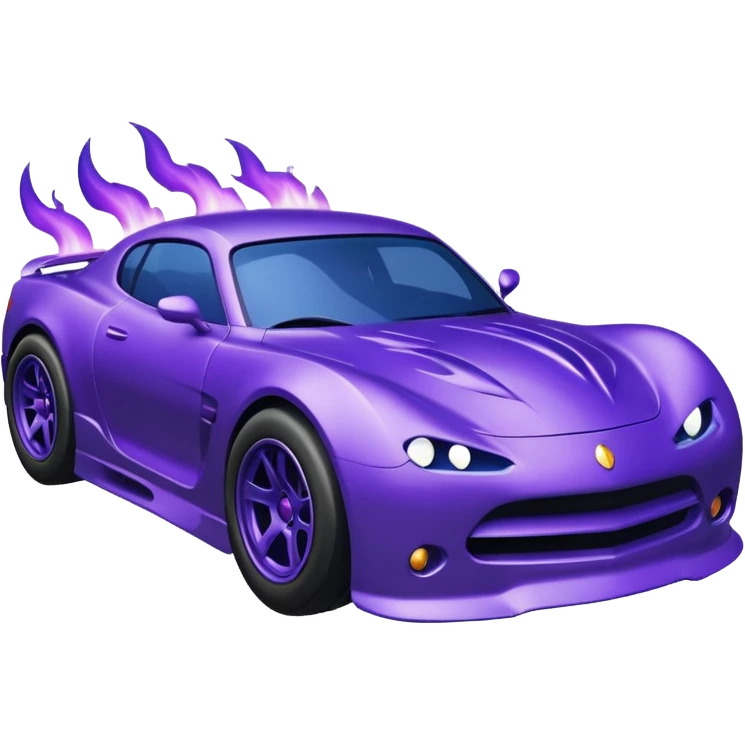 Purple car drifting with navy blue flames coming out of the rear tires. emoji