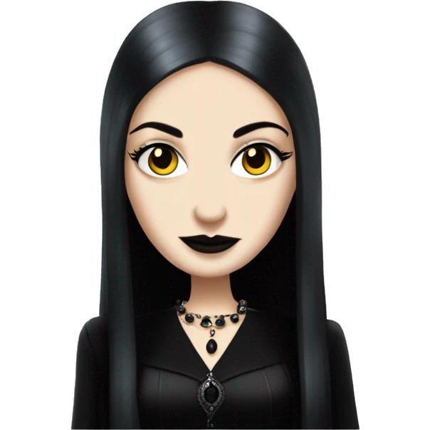 teen Morticia Addams,cute,showing off, show full body, accessories, dress  emoji