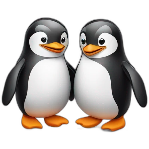 two penguins are hugged and kept in pens socks emoji