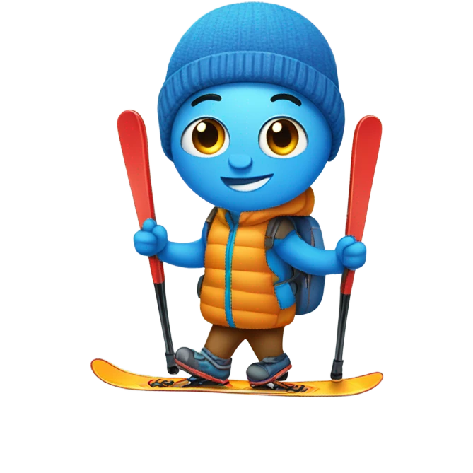 Blue peanut on skis emoji