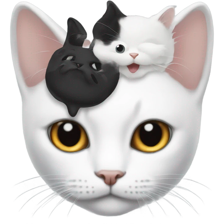 White cat and black on the Head  emoji