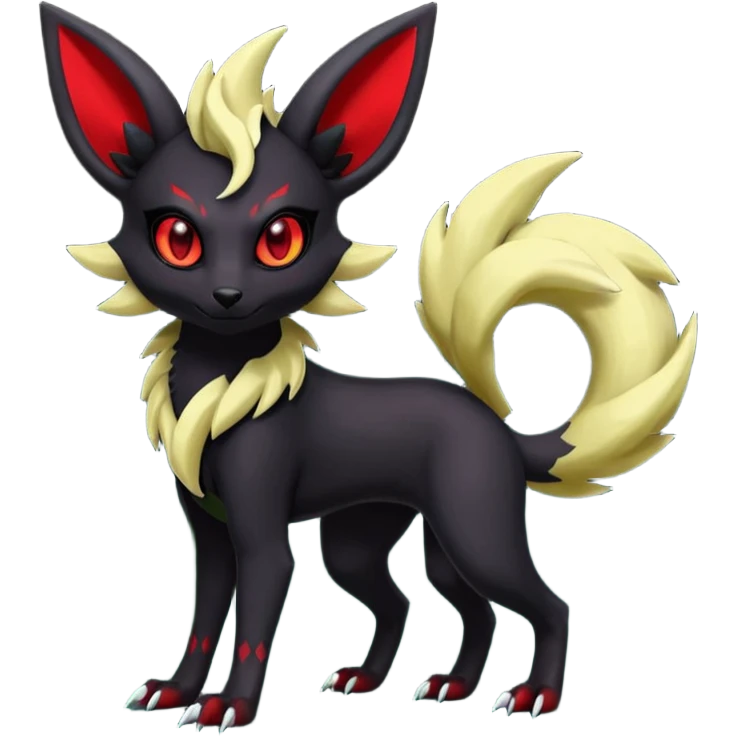 Dark Edgy Zorua-Salandit-Leafeon-Umbreon-Fakémon-hybrid-creature (full body)  emoji