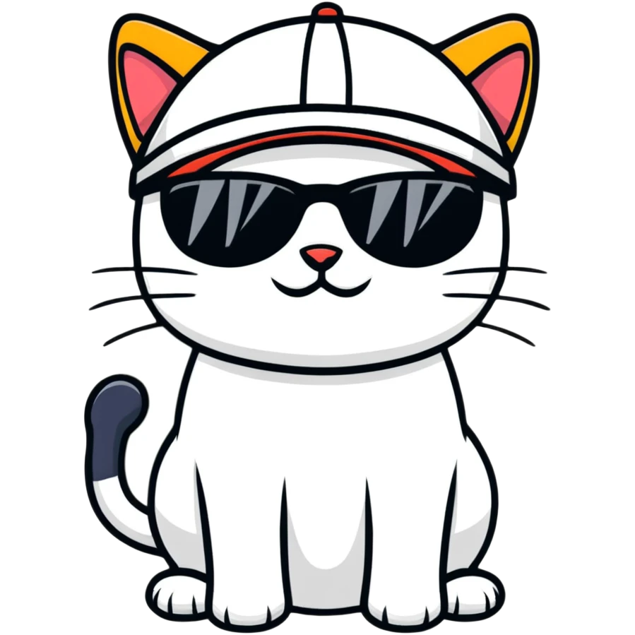 A cat wearing sunglasses and cap emoji