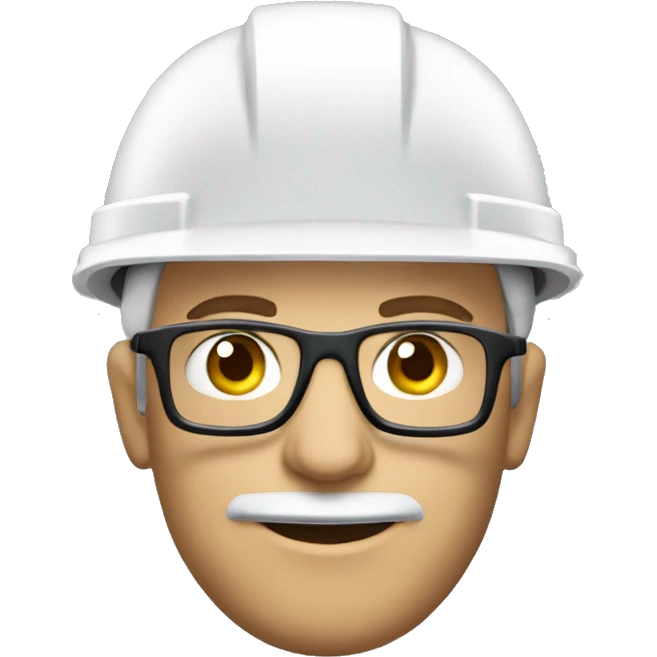 Caucasian engineer with helmet, glases, earplugs safety emoji