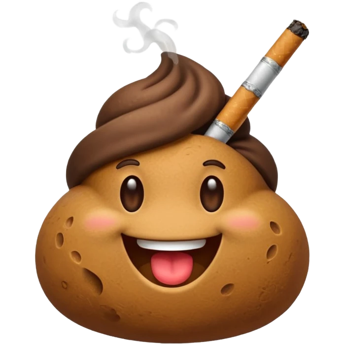 a poo emoji with a cigarette emoji