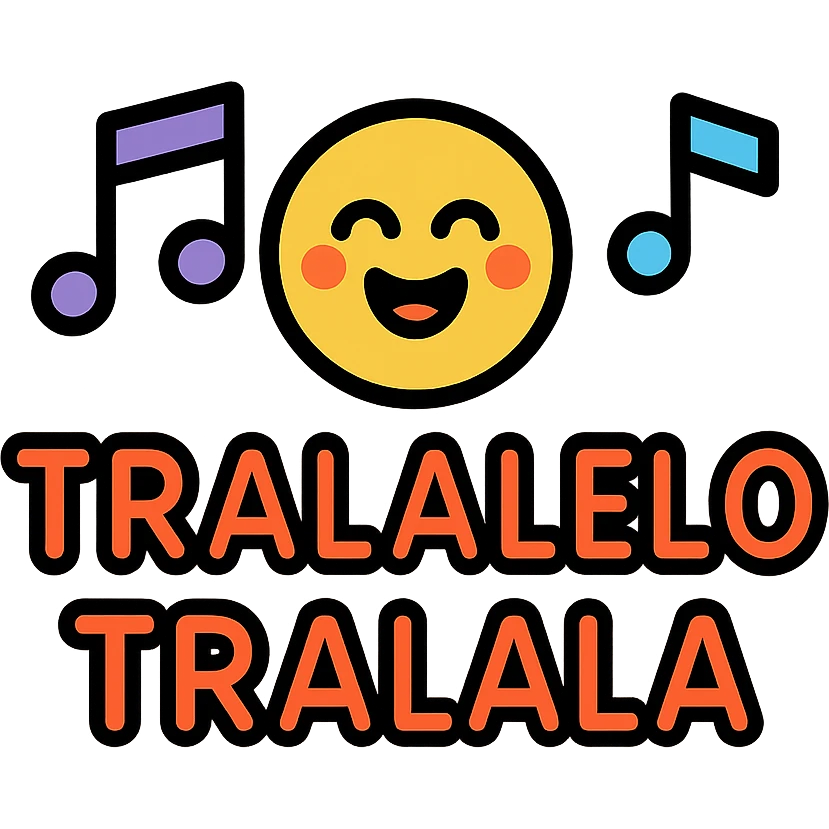 playful icon of 'Tralalelo tralala', rounded shapes, music notes, cheerful vibe emoji