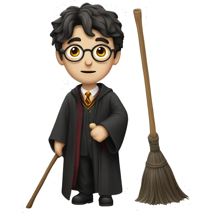 Harry Potter with a broom emoji