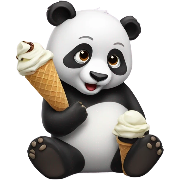 Panda eating ice cream emoji