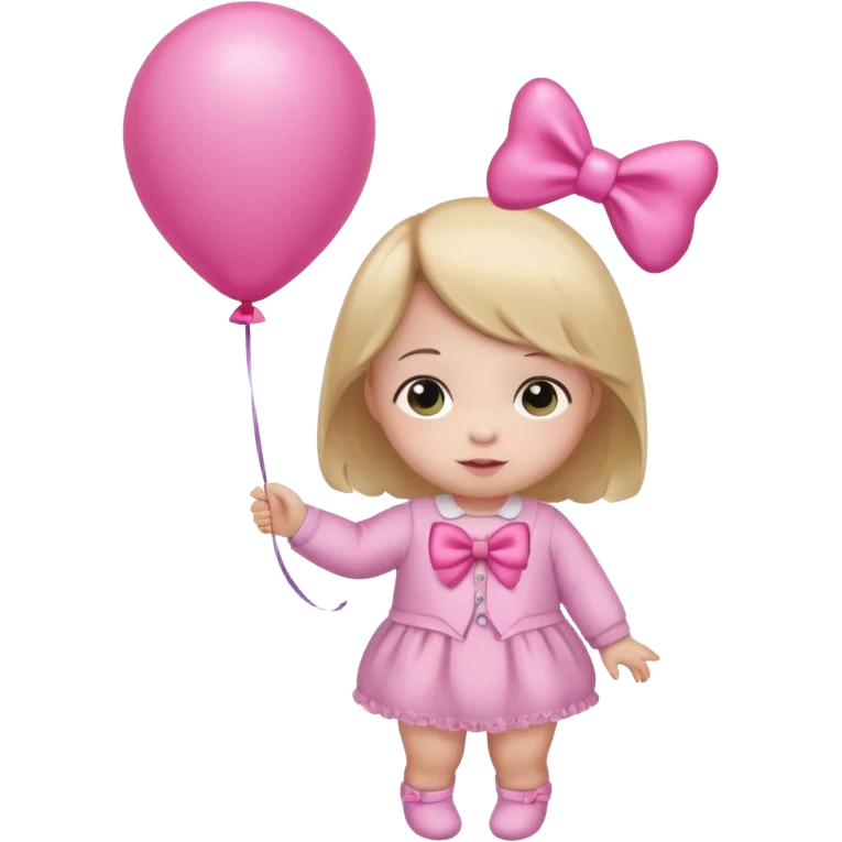 baby bow with pink baloon emoji