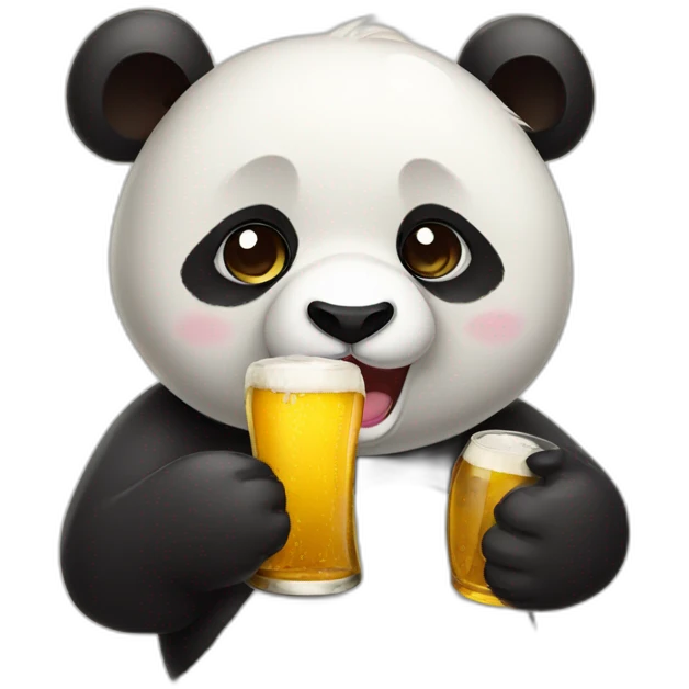 cute panda drinking beer face emoji