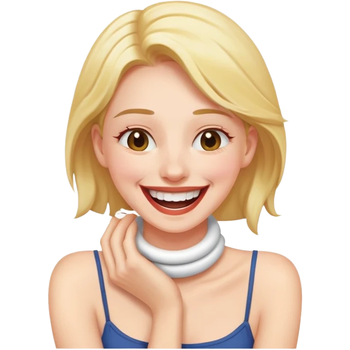 Women holding neck laughing  emoji