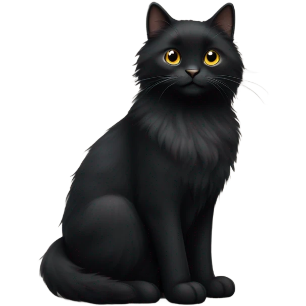 black fluffy cat emoji