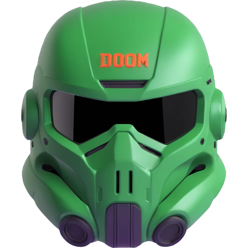 doom guy helmet, iconic green color, detailed, visor, video game style emoji