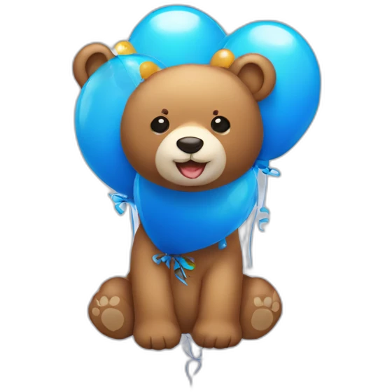 Osito azul con globos  emoji
