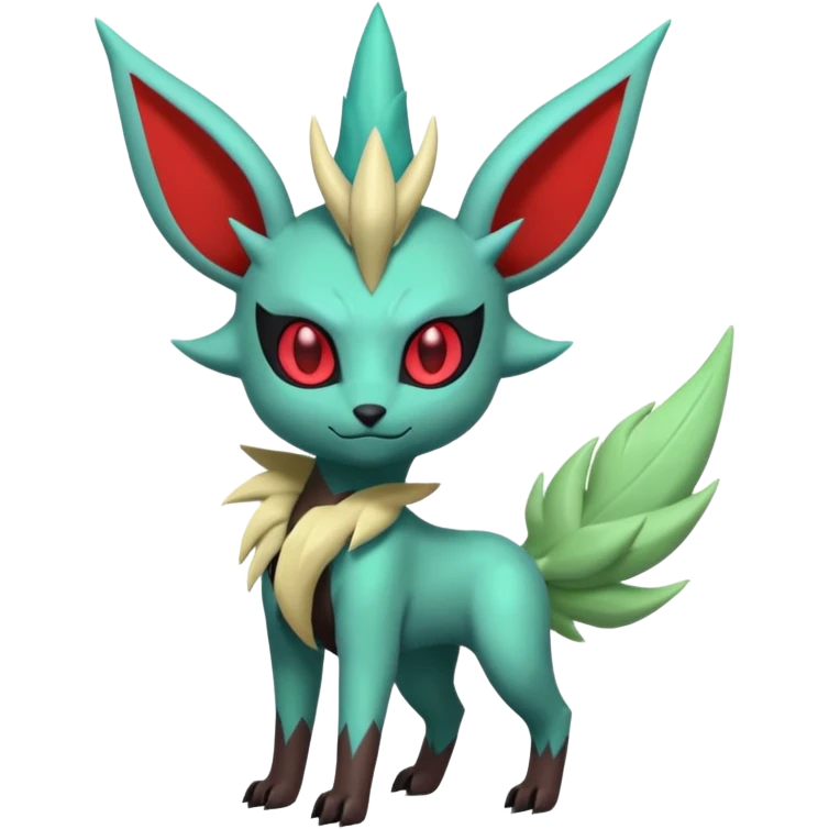 Pastel iridescent evil exotic colorful Darkrai-Scizor-Leafeon-fusion with a Mohawk  emoji