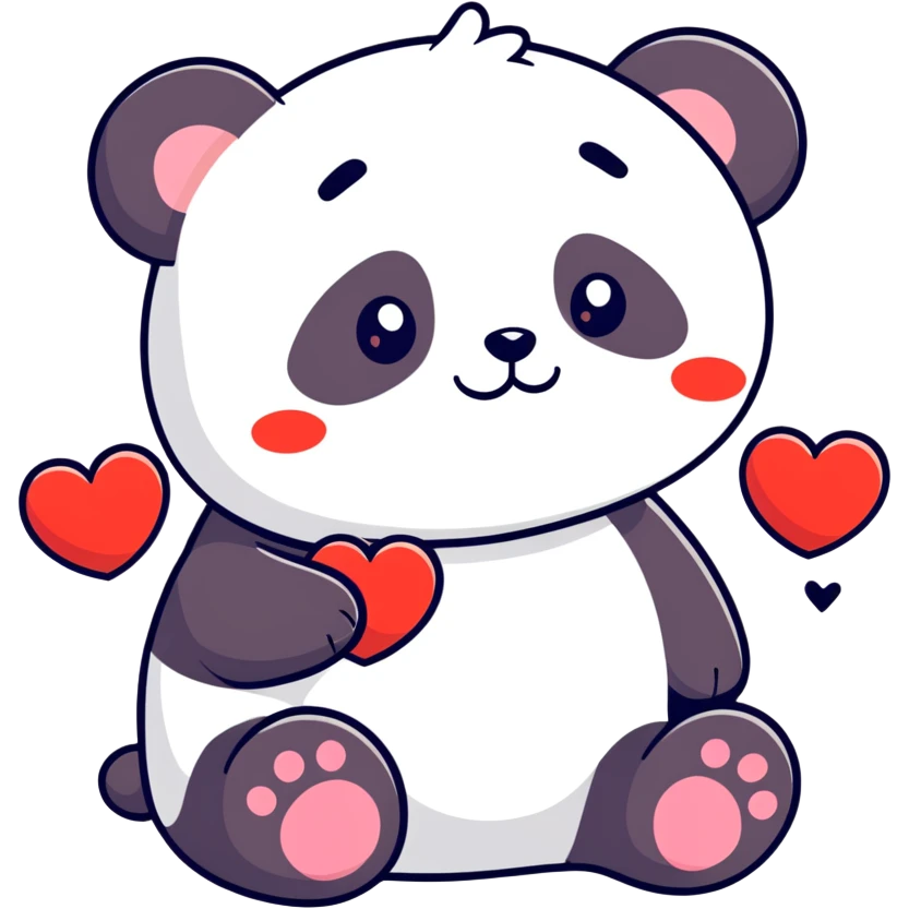 Panda hearts kisses emoji