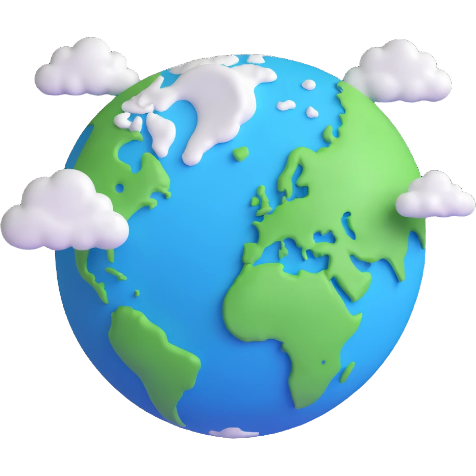 Earth from space, blue and green with clouds emoji