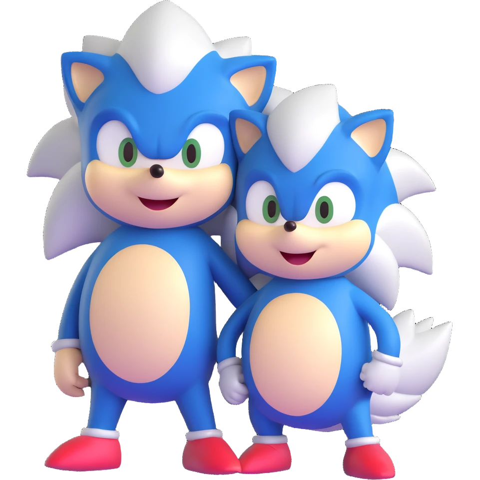 Baby Sonic the Hedgehog and baby Silver the Hedgehog together emoji