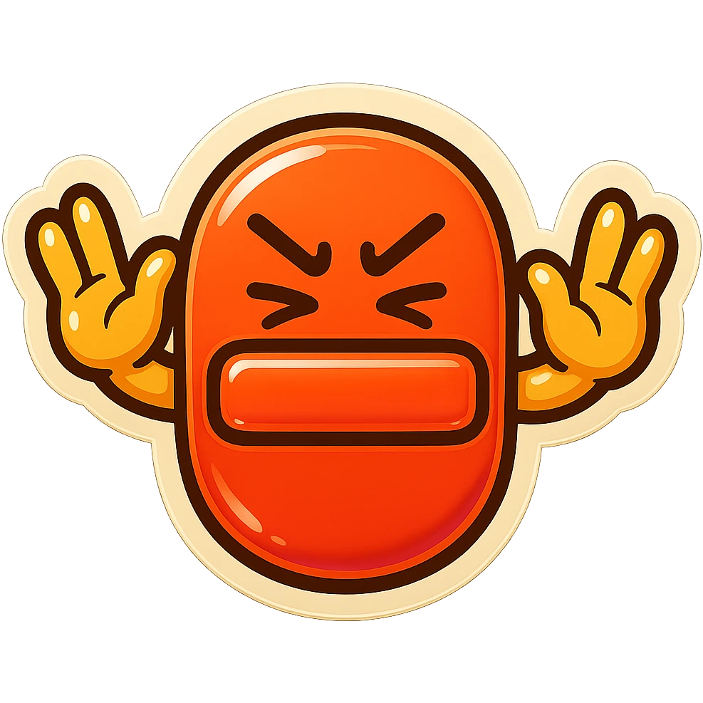 Create a minus sign (−) character in a pose that means 'No' or refusal, suitable for a LINE emoji style with a transparent background. emoji