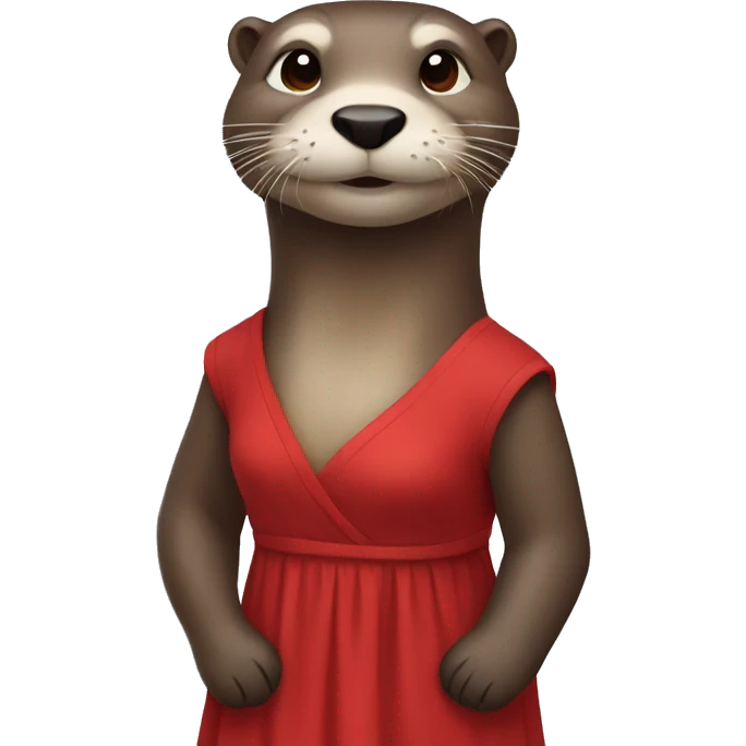 Otter wearing long red dress emoji