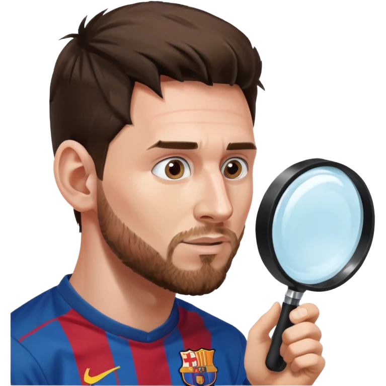 Messi de perfil mirando con una lupa de emoji