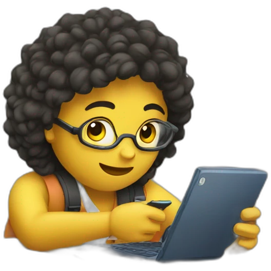 student working with a phone in class emoji