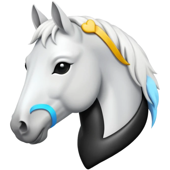 White Horse centered within a black heart emoji emoji