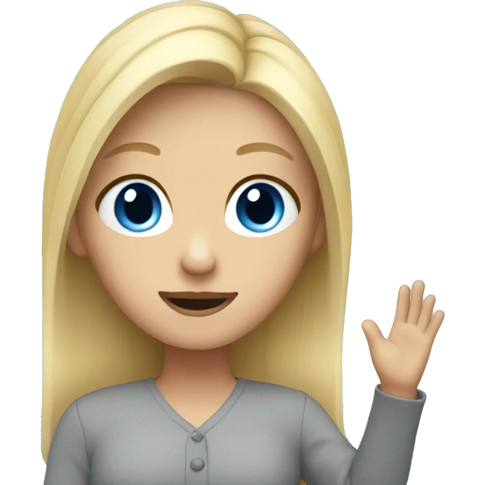 blonde girl blue eyes raising hand emoji