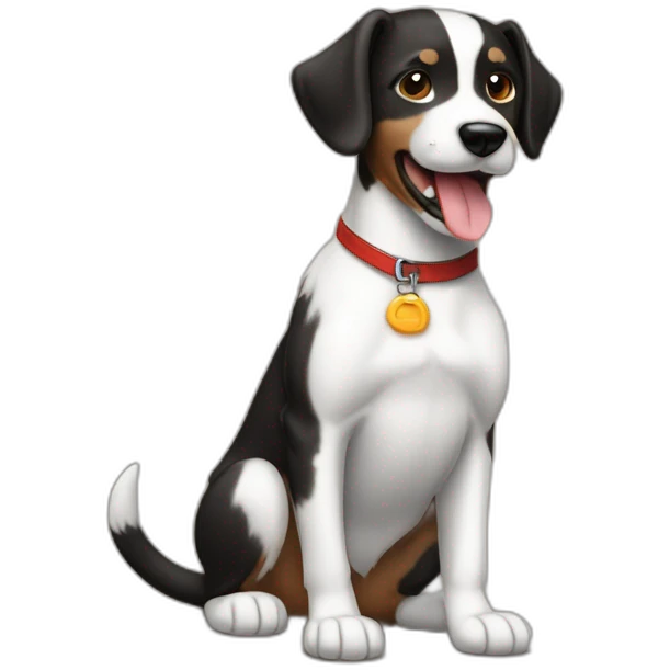 Perro marrón y negro callejero con cola corta emoji