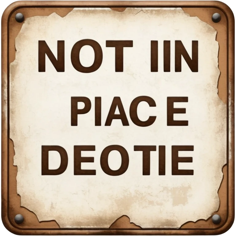 The sign with the inscription : Not in place is brown and white emoji