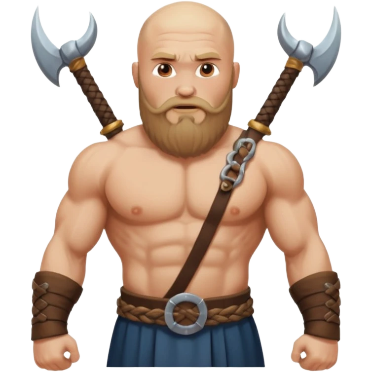 bearded Vikings with bald  with bulky body with Viking outfit emoji