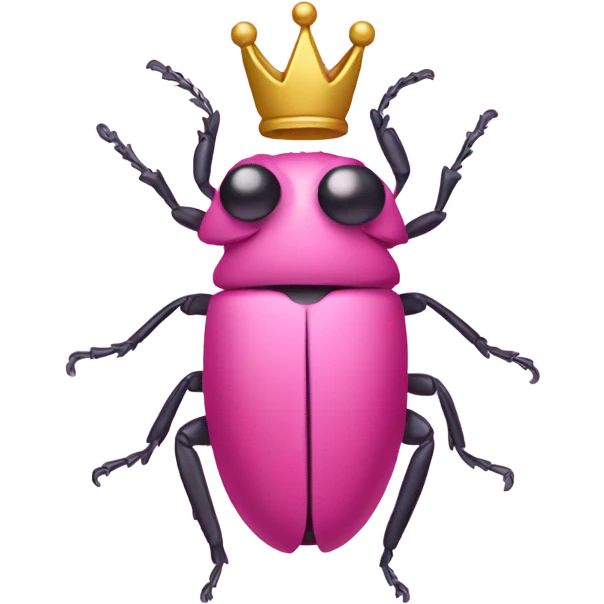 Pink bug with crown emoji