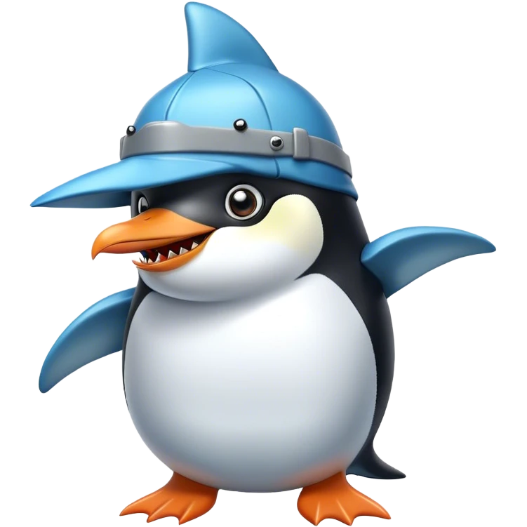 Penguin with a shark hat  emoji