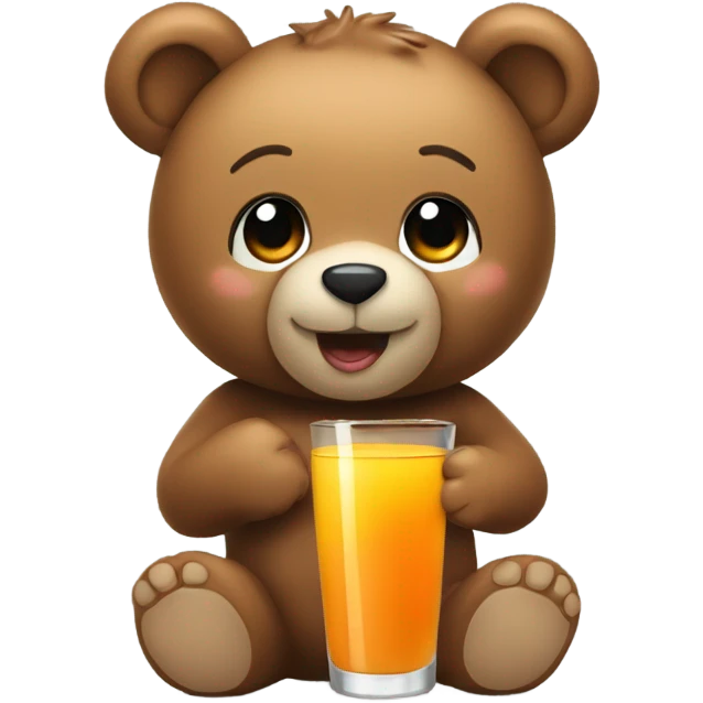 A Teddy bear holding a glass of juice  emoji