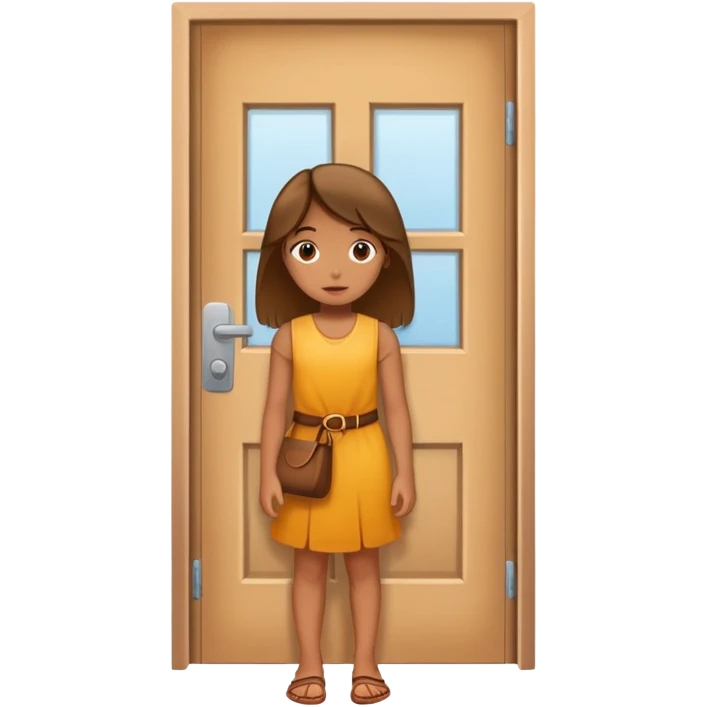 girl waiting at the closed door emoji
