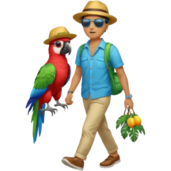Walker with parrot on shoulder, Full body with walking pose emoji