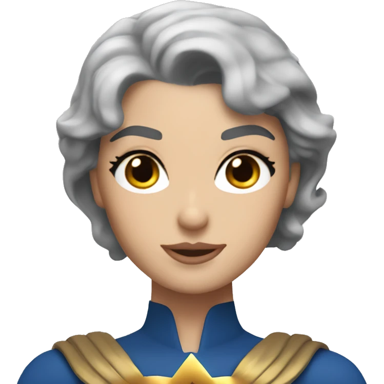 wonder Woman with short grey hair and blue eyes emoji