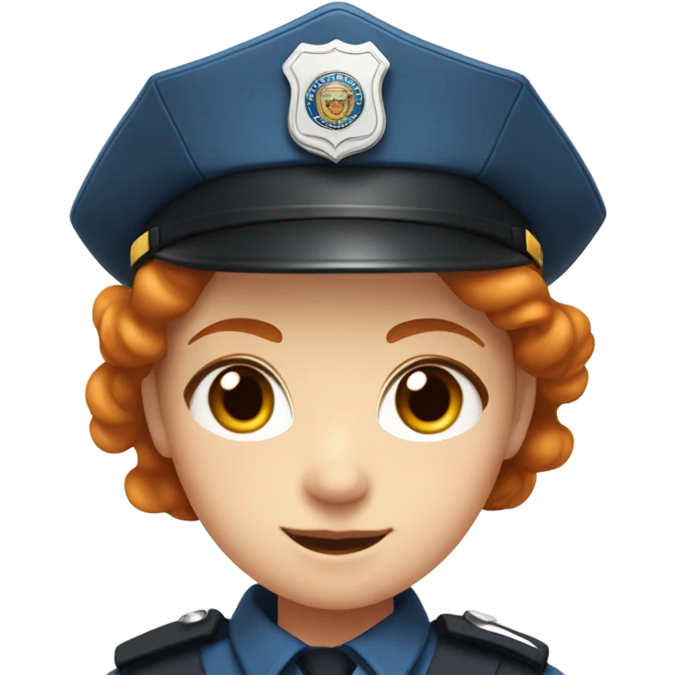 face of ginger girl police officer teen cute blue uniform  policia badge brown eyes emoji