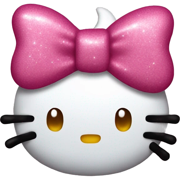 Pink glittery poop with a pink bow on the side representing hello kitty emoji
