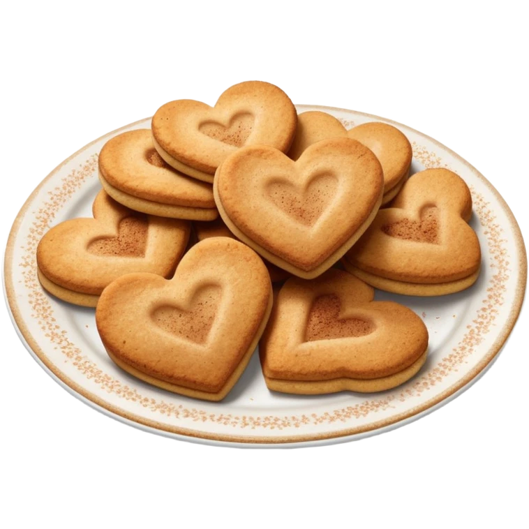 a plate of heart-shaped snickerdoodle cookies emoji