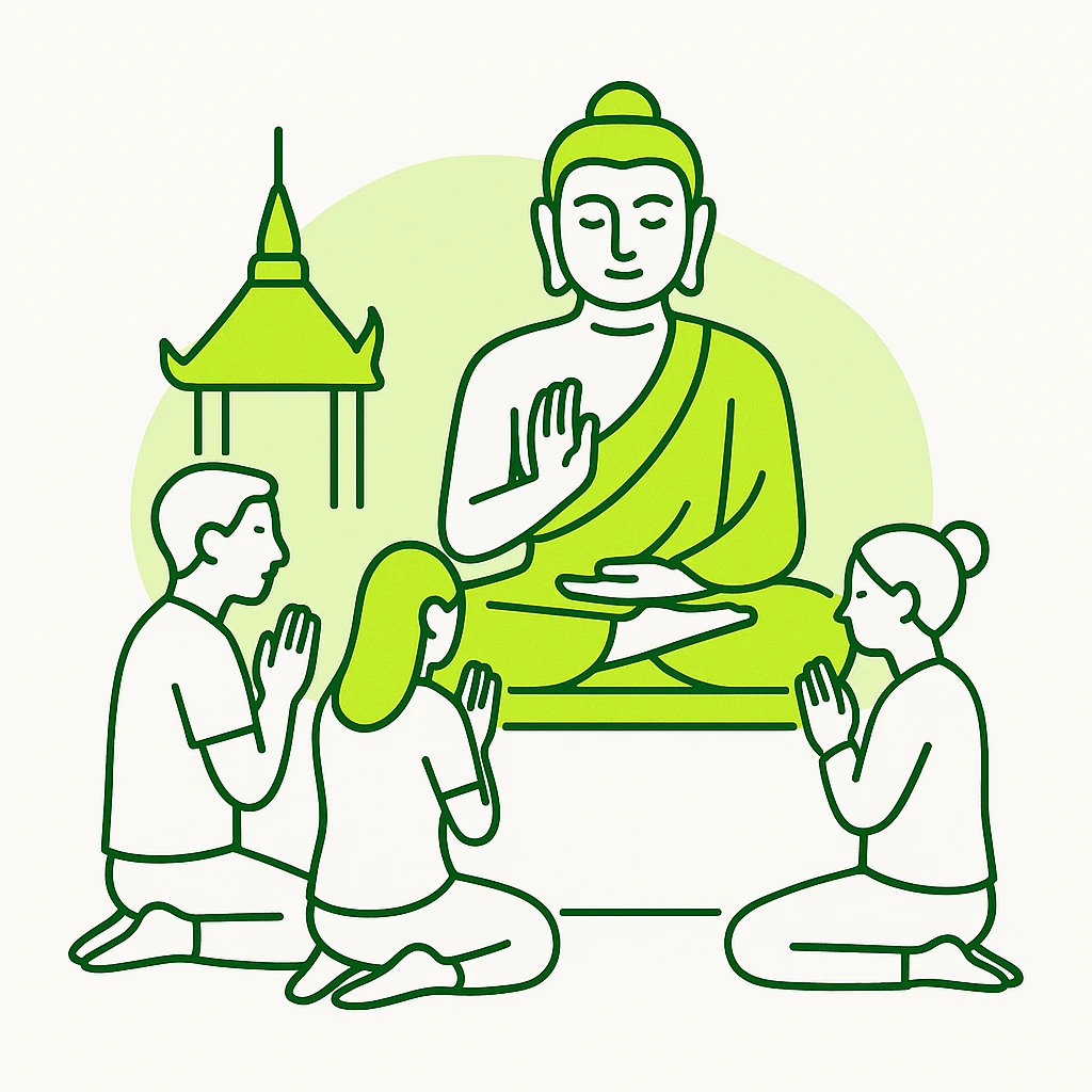 people praying in a Buddhist temple emoji