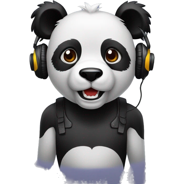 lobo panda negro con audifonos emoji