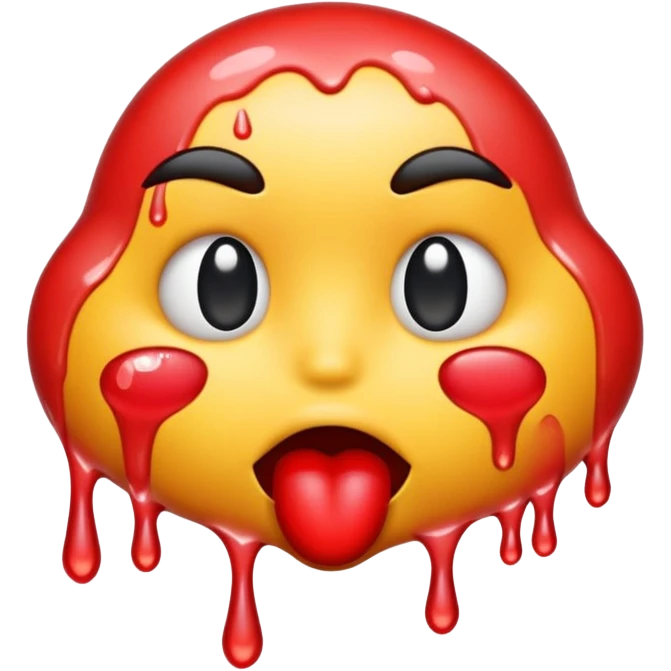 Emoji with kiss marks and water dripping down the mouth emoji