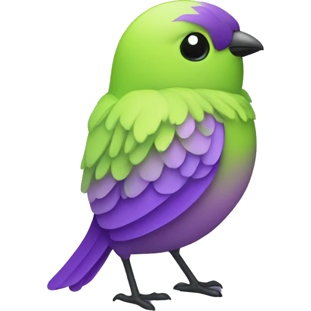 little lime and violet colored Cute Bird  emoji